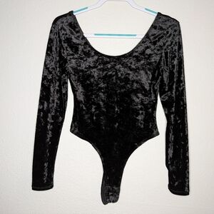 Jumping Joy Womens Black Vintage 90s Goth Witchy Velvet Bodysuit M